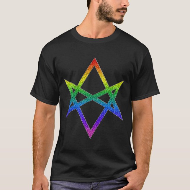 Unicursal Hexagram för gay pride T Shirt (Framsida)