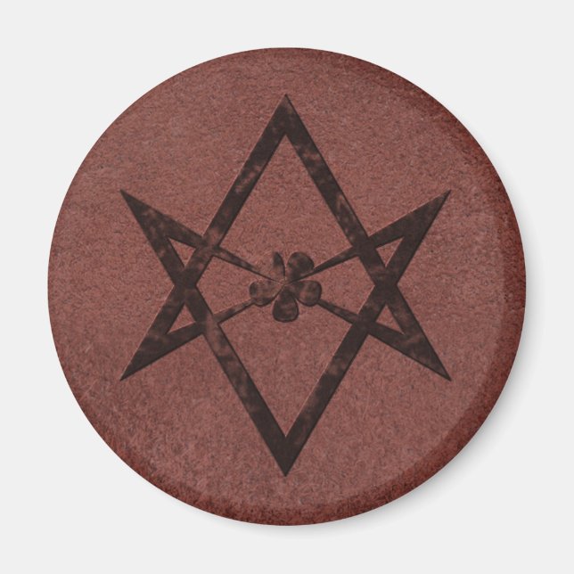 Unicursal Hexagram Thelemic Symbol på rött läder Magnet (Framsidan)
