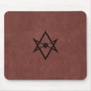 Unicursal HexagramThelemic symbol på rött läder Musmatta