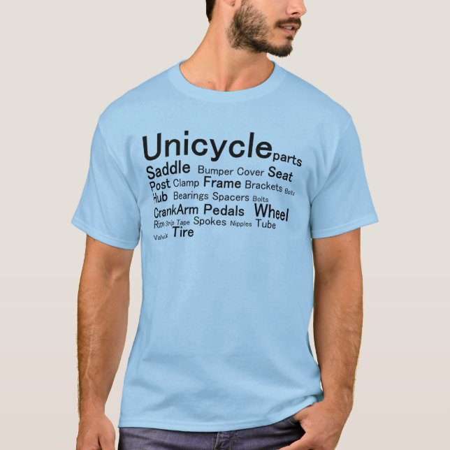 Unicycle parts tee shirt (Framsida)