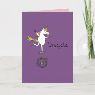 Unicycle Unicorn Funny Bicycle Greeting Card Kort