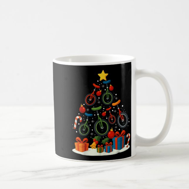 Unicycling Unicycle Christmas Tree Xmas  Kaffemugg (Höger)
