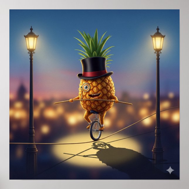Unicykling ananas poster (Framsidan)