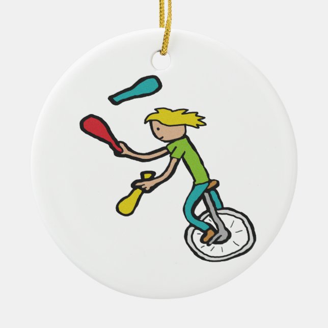 Unicykling Juggling Julgransprydnad Keramik (Framsidan)