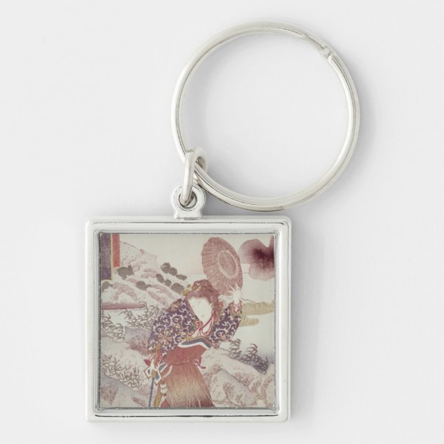 Unidentified skådespelare som Kosanro Ichojosei Fyrkantig Silverfärgad Nyckelring (Framsidan)