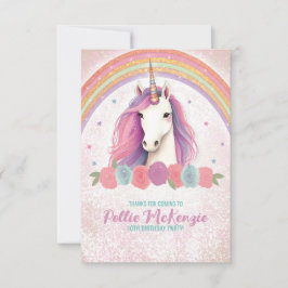 Uniformer Rosa Unicorn, Ro, Rainbow Birthday Tack Kort