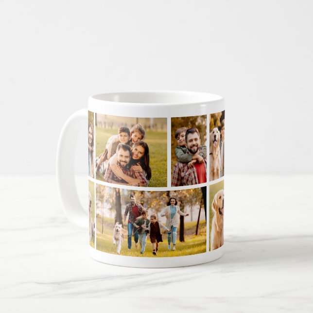 Unik 10 enkel fotokollage vit kaffemugg (Framsida vänster)