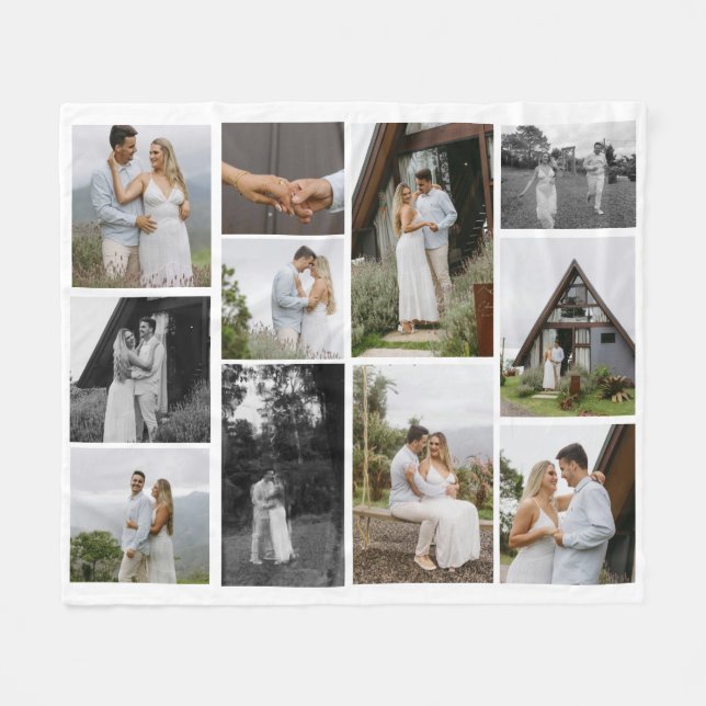 Unik 11-Anpassningsbars fotokollage-minimalistisk Fleecefilt (Framsidan (Horisontell))