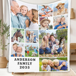 Unik 11 fotokollage för personlig Cute-familjen Fleecefilt