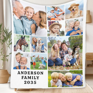 Unik 11 fotokollage för personlig Cute-familjen Fleecefilt