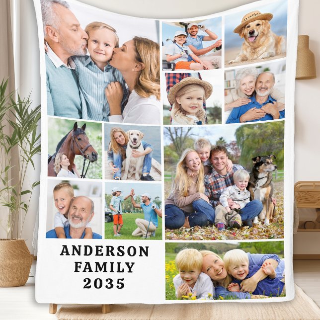 Unik 11 fotokollage för personlig Cute-familjen Fleecefilt (Skapare uppladdad)