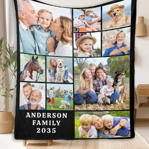 Unik 11-Personlig för fotokollage Cute-familj Fleecefilt