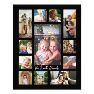 Unik 12-fotocollage minimalistisk enkel montering fototryck