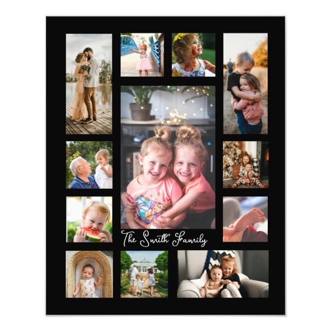 Unik 12-fotocollage minimalistisk enkel montering fototryck (Framsidan)