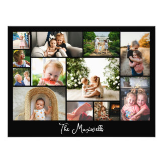 Unik 12-fotocollage minimalistisk enkel montering fototryck