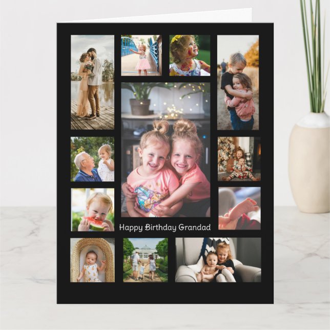 Unik 12-fotocollage minimalistisk Enkel montering Kort (Framsida)