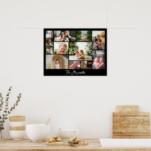 Unik 12-fotocollage minimalistisk enkel montering poster