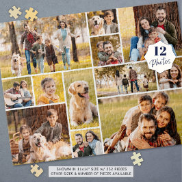 Unik 12-fotokollage enkel pussel