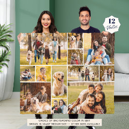 Unik 12-fotokollage-minimalistisk enkel fleecefilt