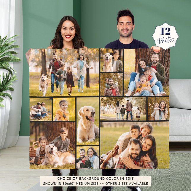 Unik 12-fotokollage-minimalistisk enkel fleecefilt (Skapare uppladdad)