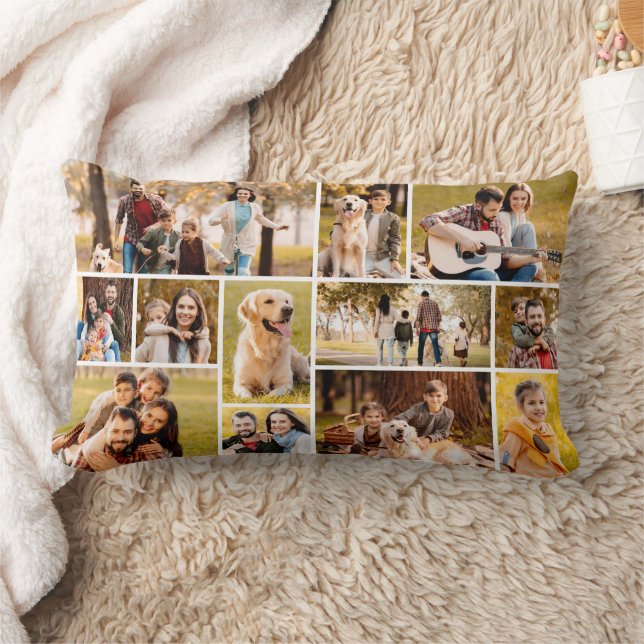 Unik 12-fotokollage-minimalistisk enkel lumbarkudde (Filt)