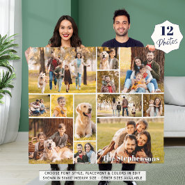 Unik 12 Namn-fotokollage enkel Fleecefilt