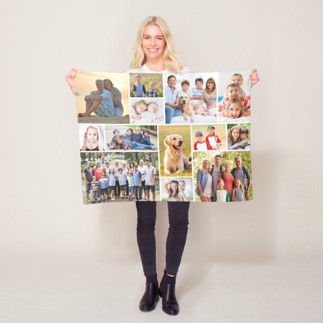Unik 13 enkel fotokollage-minimalistisk fleecefilt (På plats)