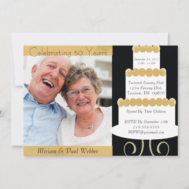 Unik 50-årsjubileumsfestinbjudan med foto inbjudningar (Framsida)