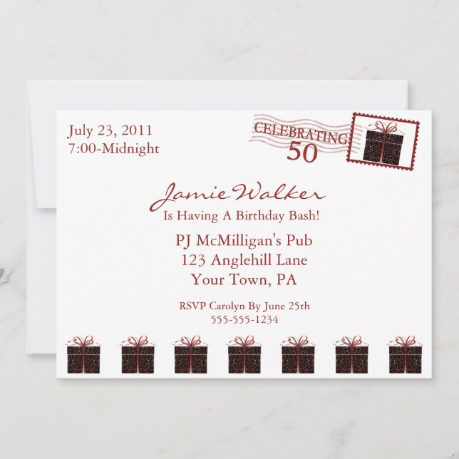 Unik 50th födelsedagsfest inbjudan (Framsida)