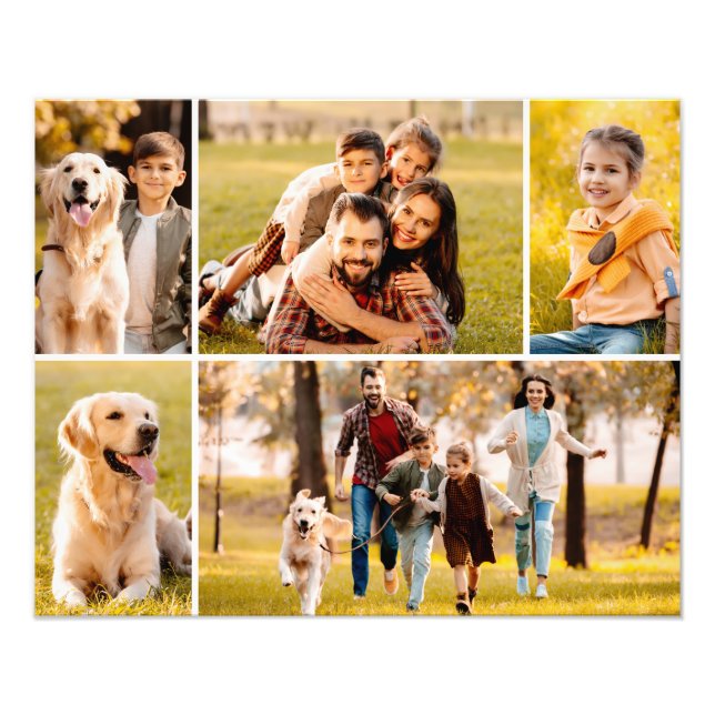 Unik 5-fotokollage enkel vit fototryck (Framsidan)