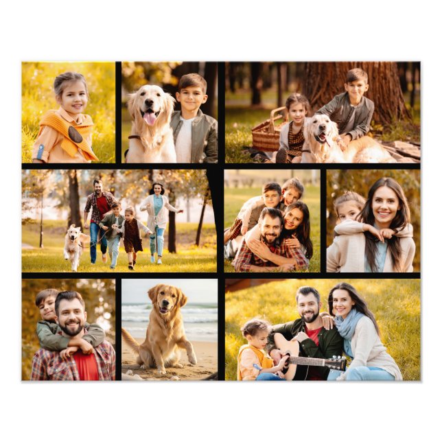 Unik 9 Photo Collage minimalist Simple Black Fototryck (Framsidan)