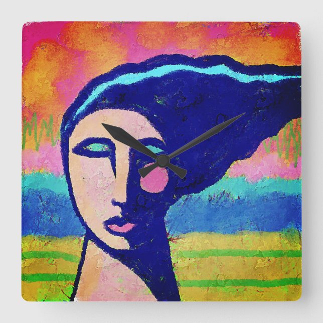 Unik Abstrakt Art Fyrkantig Klocka (Framsida)