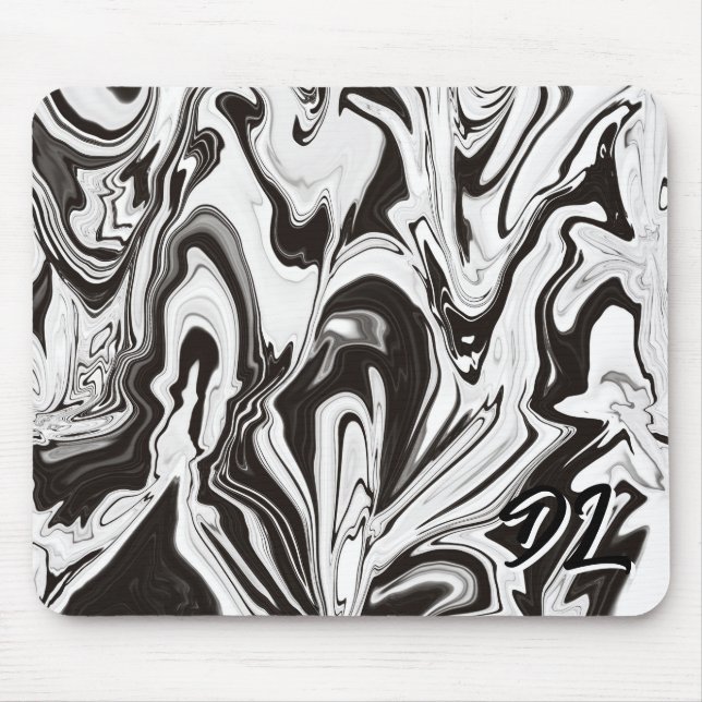 Unik Abstrakt B&W Marble Liquid Mousepad Musmatta (Framsidan)