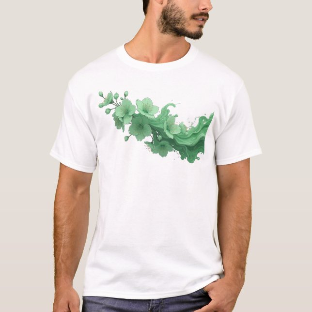 Unik ABSTRAKT BLOMMA Kreativ Tryck T Shirt (Framsida)