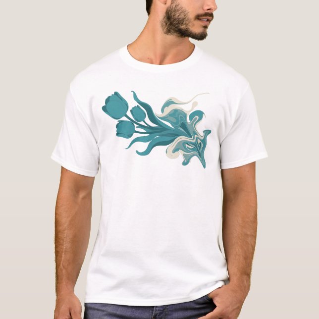 Unik abstrakt blomsterdeklaration t shirt (Framsida)