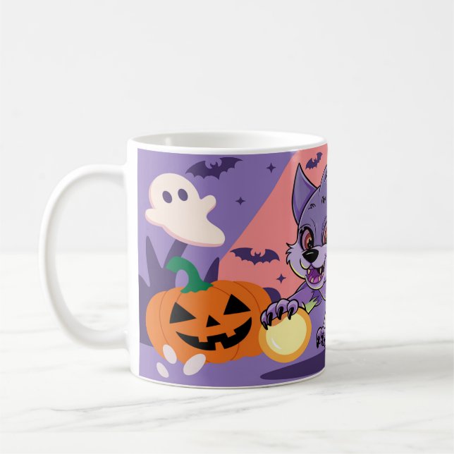 Unik abstrakt design, Halloween Kaffemugg (Vänster)