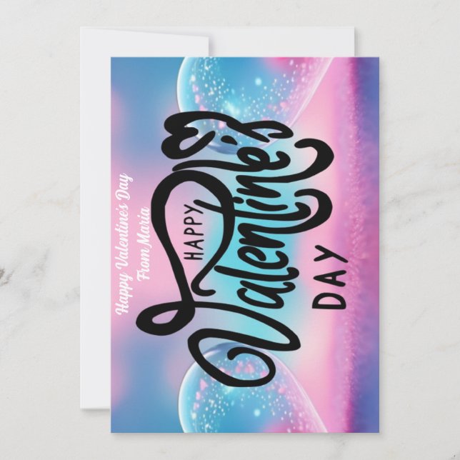 Unik abstrakt färgrik och livfull Alla hjärtans da Julkort (Framsida)