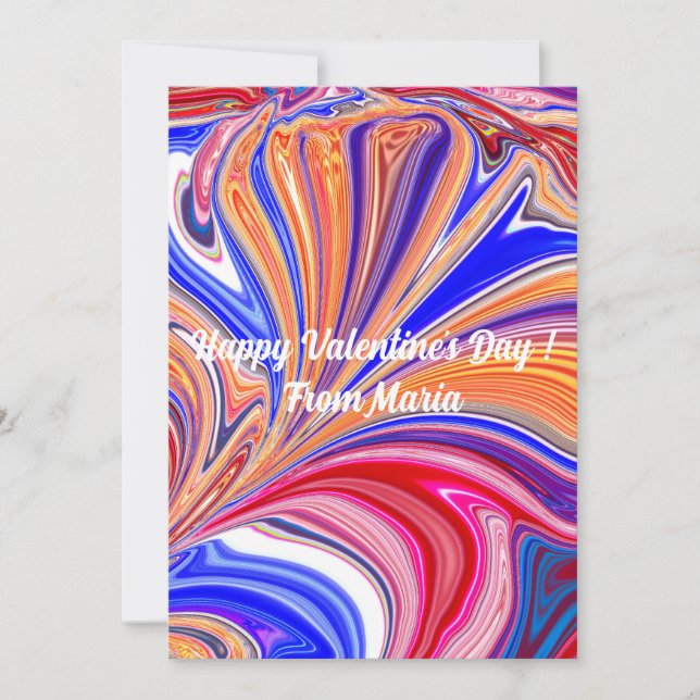 Unik abstrakt färgrik och livfull valentinskort julkort (Framsida)
