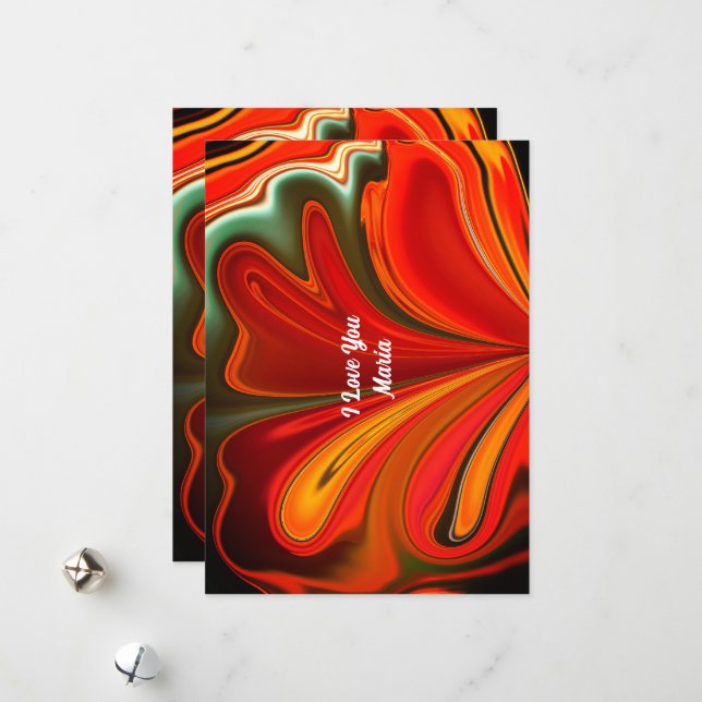 Unik abstrakt färgrik och livfull valentinskort julkort (Fram/Back In Situ)