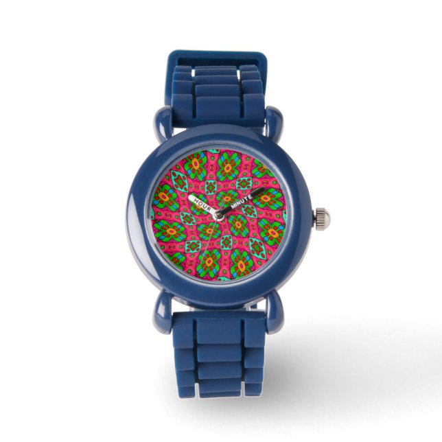 Unik Abstrakt Flowers Mönster Armbandsur (Framsida)