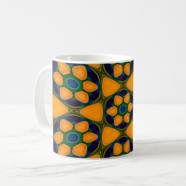 Unik Abstrakt Flowers Mönster Kaffemugg (Framsida vänster)