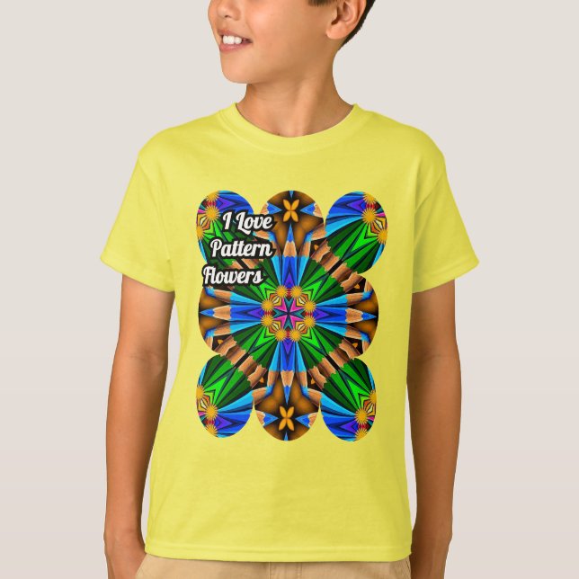 Unik Abstrakt Flowers Mönster T Shirt (Framsida)