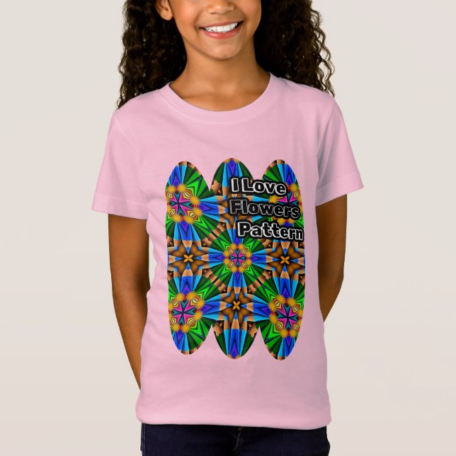 Unik Abstrakt Flowers Mönster T Shirt (Framsida)