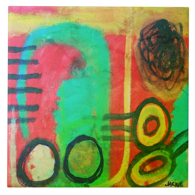 Unik Abstrakt för akrylmålning Kakelplatta (Framsidan)