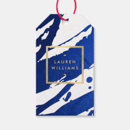 Unik Abstrakt Indigo Blue Brushstrokes Presentetikett