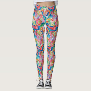 Unik Abstrakt Konst Regnbåge Vattenfärg Mönster Leggings