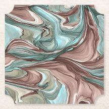 Unik Abstrakt Mauve Blue Grönt Swirls Underlägg