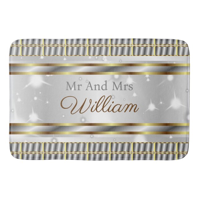 Unik Aestesisk Guld Silver Snyggt Bröllop Badrumsmatta (Framsidan)