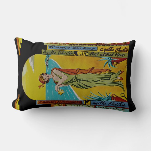 Unik Agatha Christie Art Deco Pillow Lumbarkudde (Framsida)