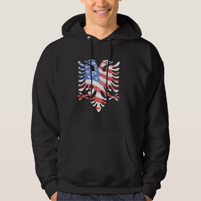 Unik albansk amerikansk Flagga Albanien America Pr Hoodie (Framsida)
